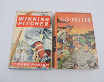 Lot Of 2 Baseball Theme Vintage Hardcover Books - Winning Pitcher and No Hitter