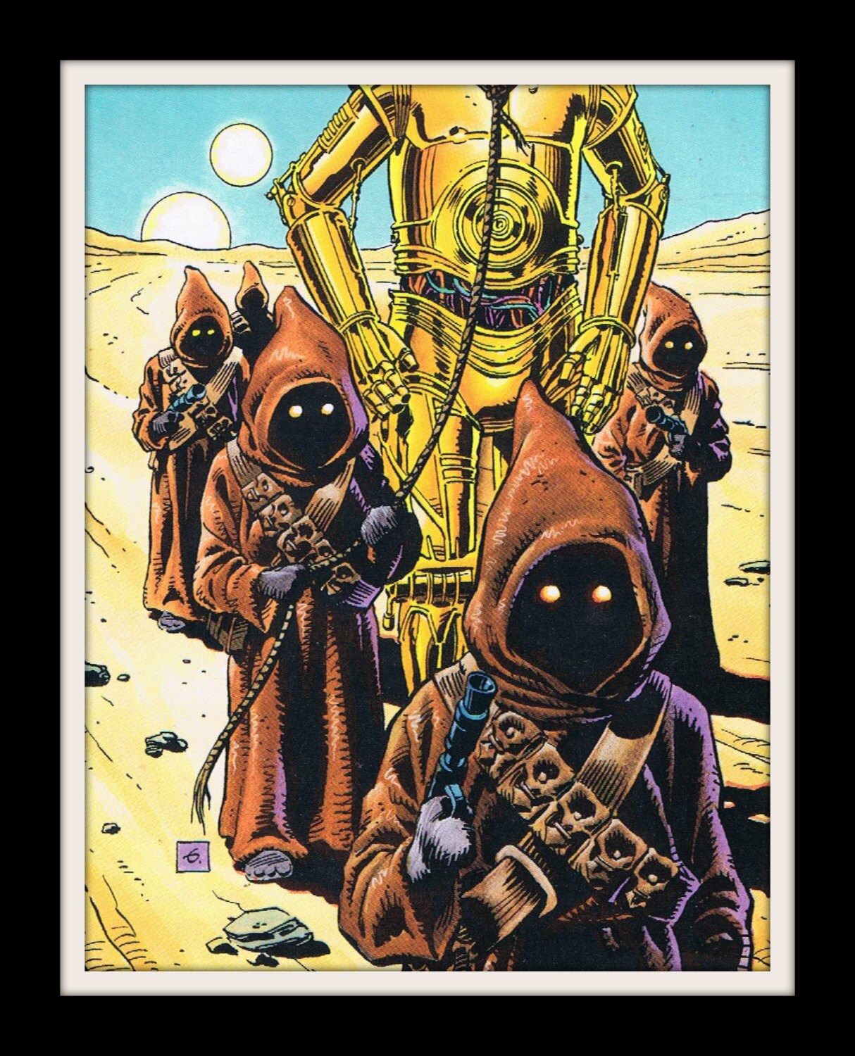 Jawas Capture C-3PO Vintage Star Wars Illustration / Painting 
