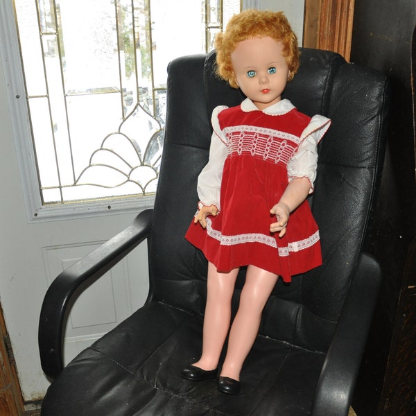 Large 32'' Tall RELIABLE Canada Vintage Red Hair Plastic Doll