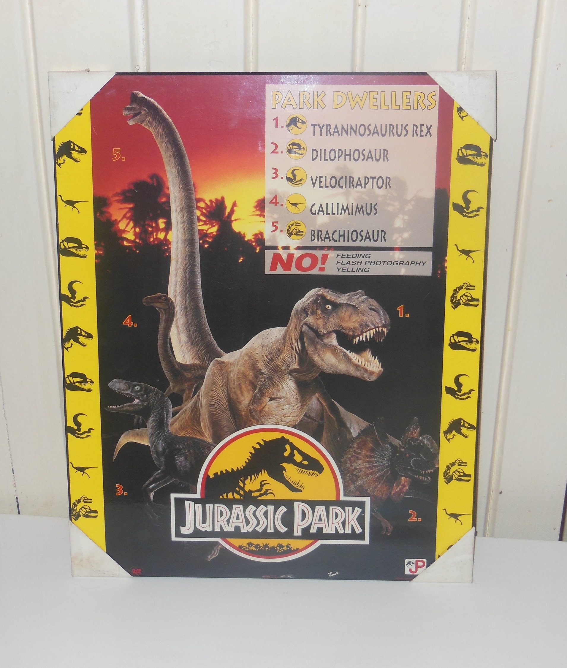 Jurassic Park Vintage Movie Poster Board Wall Hanging Etsy