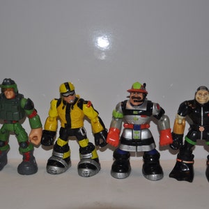 Vintage Fisher Price / Mattel Rescue Heroes Lote de 4 bonecos de ação.