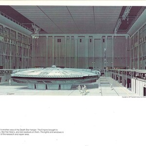 Millennium Falcon in Death Star Hangar 1977 Original Vintage Star Wars Painting Print by Ralph McQuarrie
