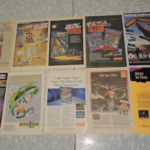 10x Vintage NES Nintendo Video-Spiel Werbung