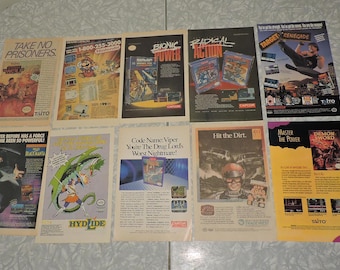 10x Vintage NES Nintendo Video Game Advertisements