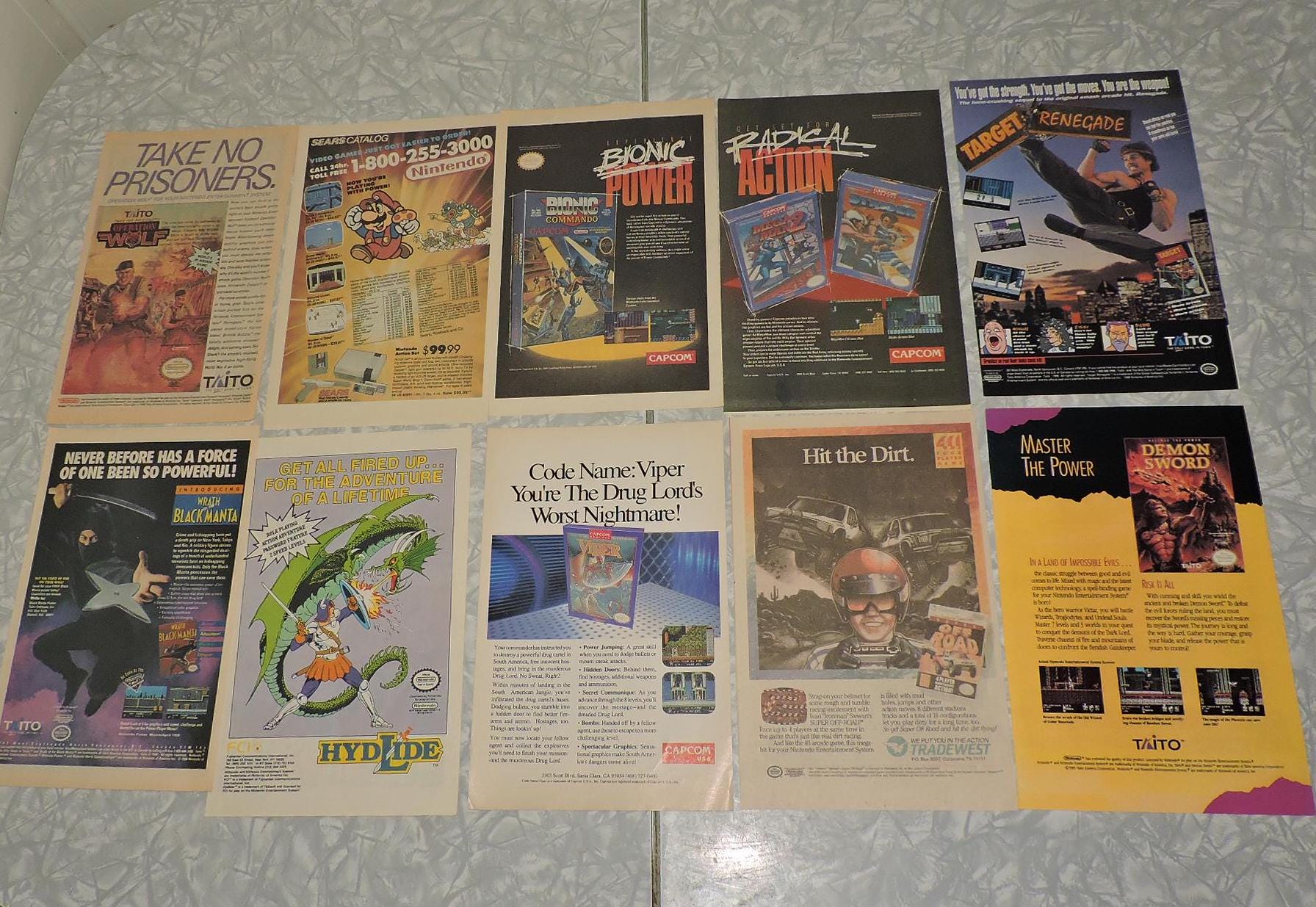 10x Vintage NES Nintendo Video Game Advertisements