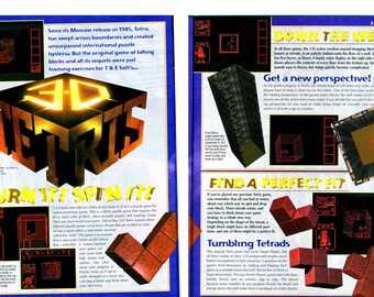 3D Tetris 1996 4 Page Virtual Boy Video Game Ad Feature