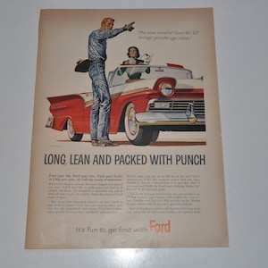 Ford Car  Vintage 1950&#39;s Print Advertisement