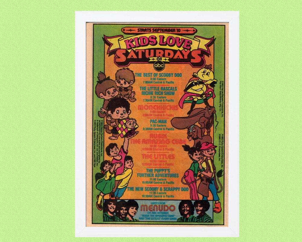 1983 SATURDAY Morning Cartoons Pac-man Rubik Littles ABC Vintage