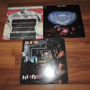 Lot of 3 Reo Speedwagon Records - Self Titled, R.E.O./T.W.O. High Infidelity 12&quot; Vintage Vinyl LP Records