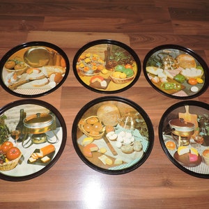 Set di 6 vassoi da portata in metallo vintage
