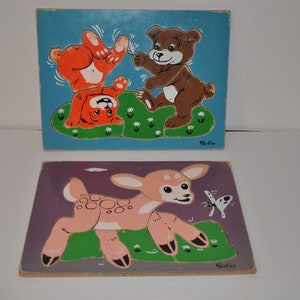 2 Stück Vintage Sifo Holzstücke Kinderbrett Puzzles