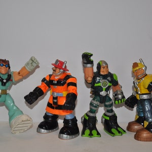 Vintage Fisher Price / Mattel Rescue Heroes Lot Of 4 Action Figures 1998-2001.