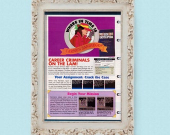 1991 Wo in der Zeit ist Carmen Sandiego? NES Nintendo Vintage Videospiel Werbung