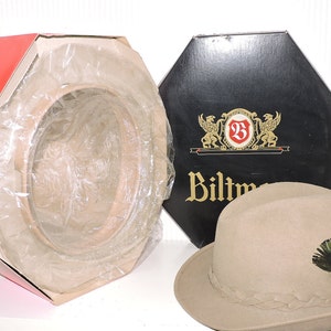 Antieke Biltmore "Snap-amatic" Fedora Hoed met Originele Doos Maat 7 1/2
