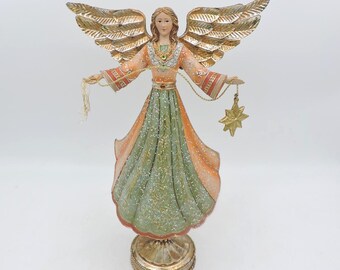 Vintage 14" Metal & Resin Christmas Angel Figurine