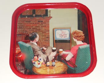 Vintage Cincinnati Cream Handsome Waiter British Stout Beer Tray St Thomas Signs Advertising Tray