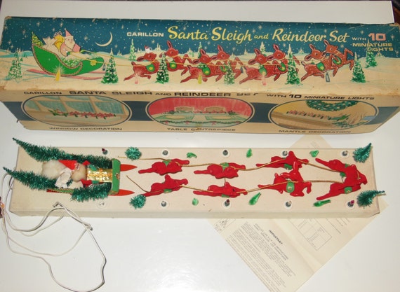 Natale Antico Immagini.Rare Vintage Di Babbo Natale Slitta E Renne Natale Antico Etsy