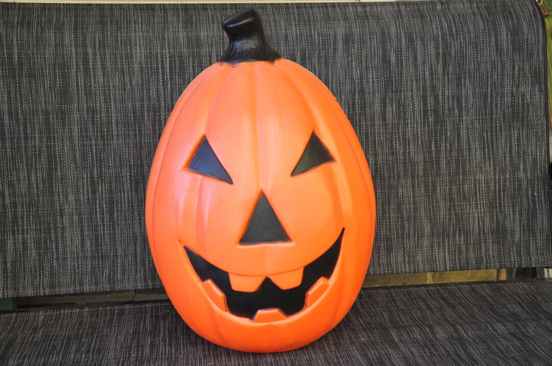 Vintage 21'' Blow Mold Plastic Pumpkin Hallowe'en Etsy