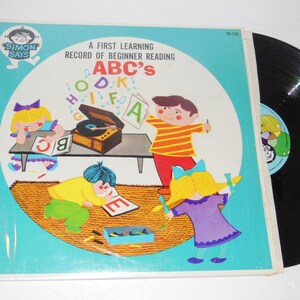 RARE A First Learning Record of Beginner Reading ABC&#39;s Vintage 12&quot; Vinyl Children&#39;s Record Simon Says