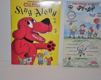 Lot of 2- Clifford's Sing Along / Sing-A-Lings ; 2x Children's Music Books - Two Vintage Music And Lyrics Books
