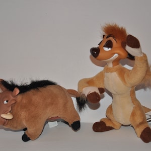 Vintage Pumbaa And Timon Walt Disney Lion King  1994 Vinyl Face Plush Toys