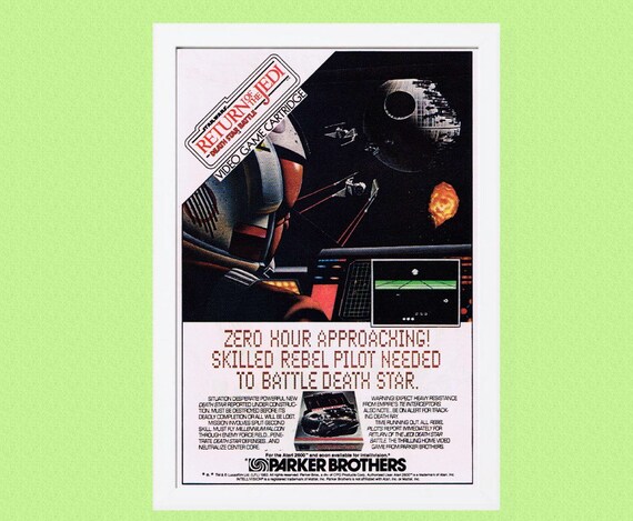 1983 2-sided ATARI STAR Wars/kool-aid Man Video Game Cartridge Ad