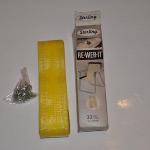 Vintage Aluminum Lawn Chair Re-Web Replacement Webbing Yellow With Light Stripe Sterling Brand