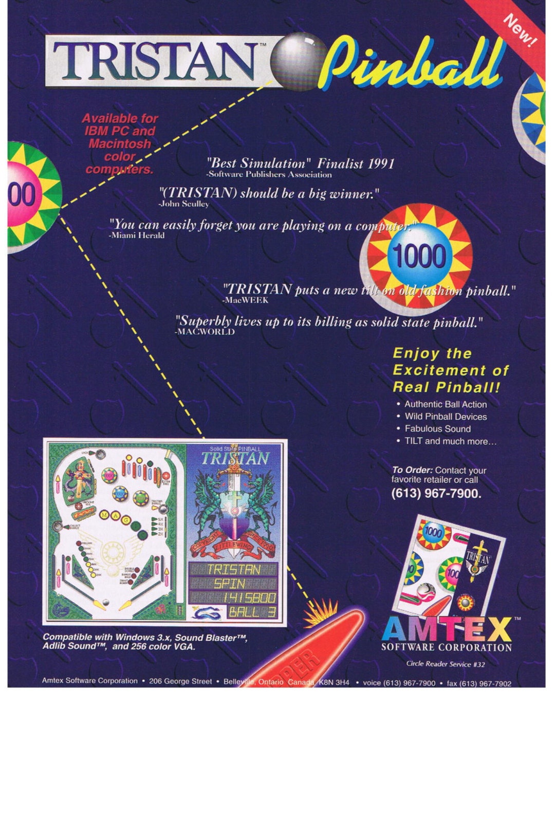 1993 Tristan Pinball Vintage Computer PC Video Game Ad Etsy