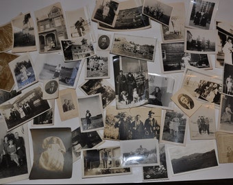 Muchas fotografías antiguas en blanco y negro