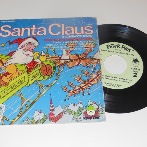Jahrgang 45'' vier Favorite Christmas Songs Santa Claus kommt in die Stadt Kinder Musik Record 2613