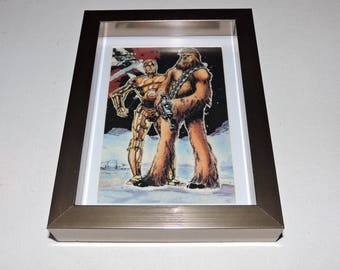 Framed Vintage Star Wars Art Print - Chewbacca and C-3PO