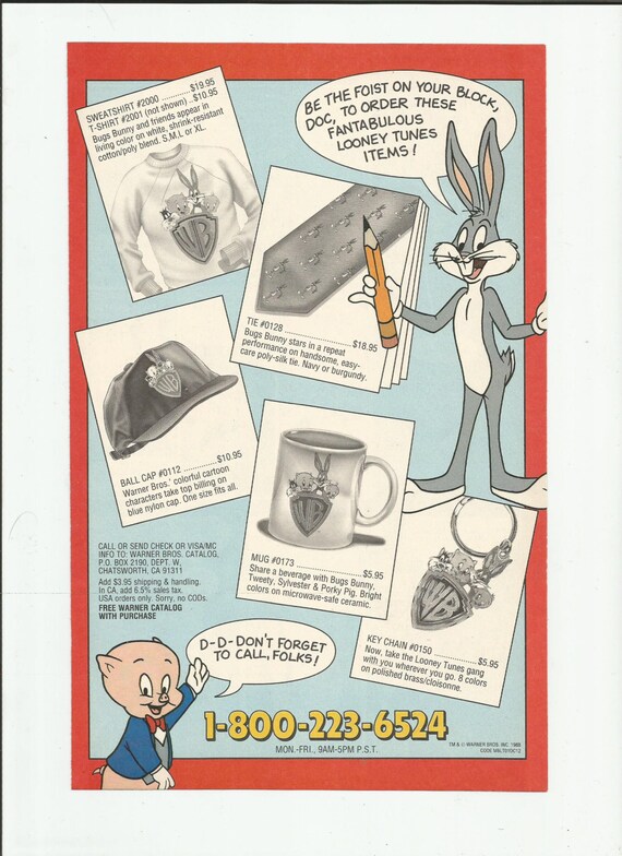 1988 BUGS BUNNY Merchandise Order Form WB Vintage Ad - Etsy