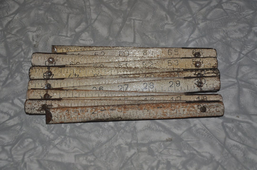Antique 72'' Folding Wood and Metal Measuring Ruler - Etsy