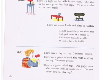 Letter T Vintage ALPHABET Full Page Children's Book Illustration