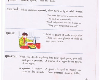 Letter Q Vintage ALPHABET Full Page Children's Book Illustration