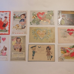 10 x  Vintage Valentines Day / Love Postcards Lot Original Post Cards