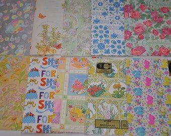 Veel vintage inpakpapier 12 vellen cadeaupapier