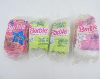 4x NOS Unopened Vintage Barbie 1990s McDonalds Happy Meal Toys Lot Of 4