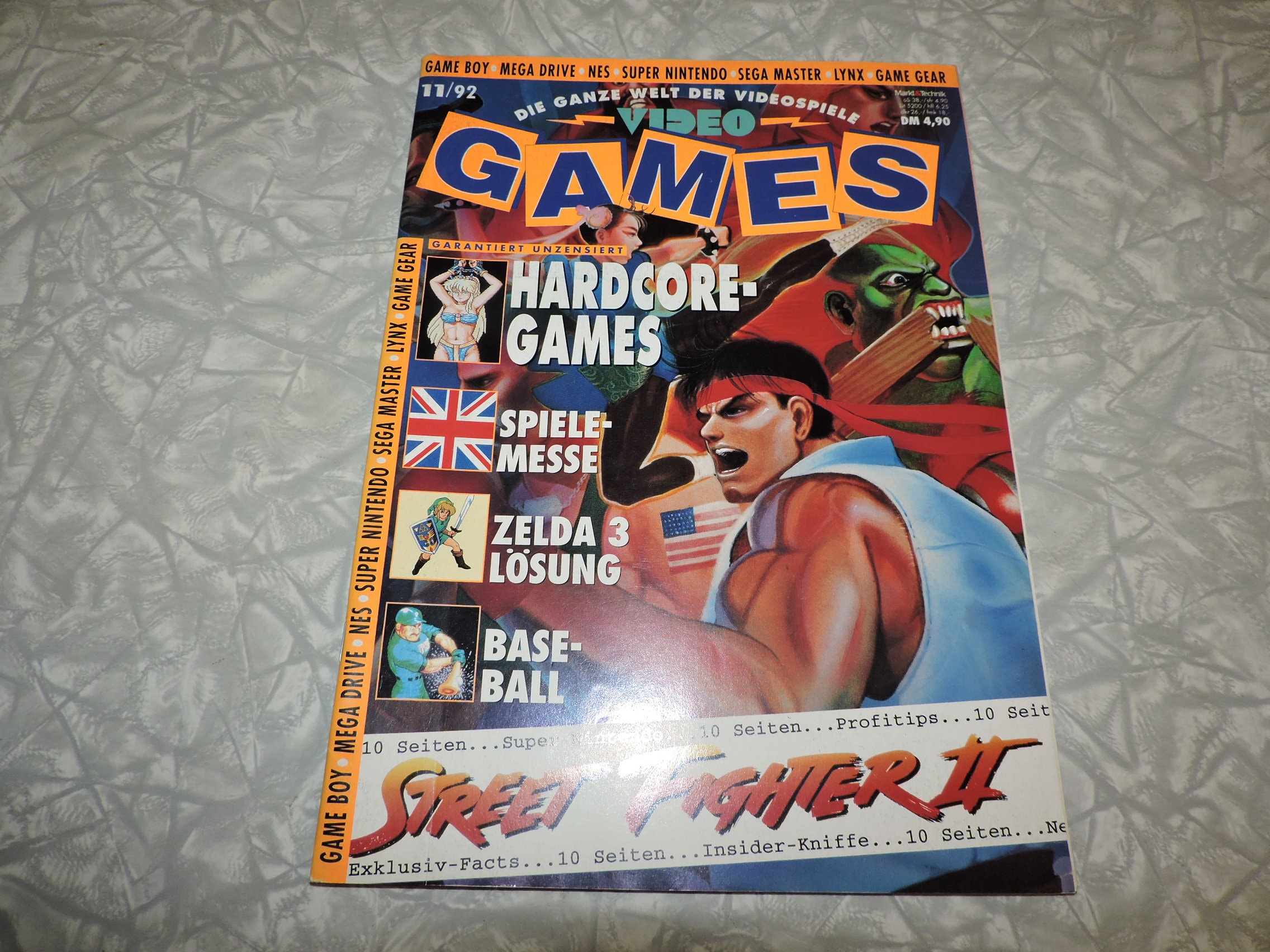 1992 Vol. #11 VIDEO GAMES German Video Game Magazine - Street Fighter II Cover, Zelda 3, Baseball, Etc.