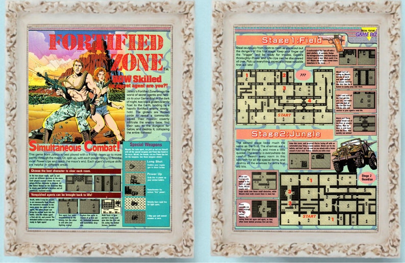 2 Page FORTIFIED ZONE Nintendo Game Boy Vintage Video Game Ad Feature image 1