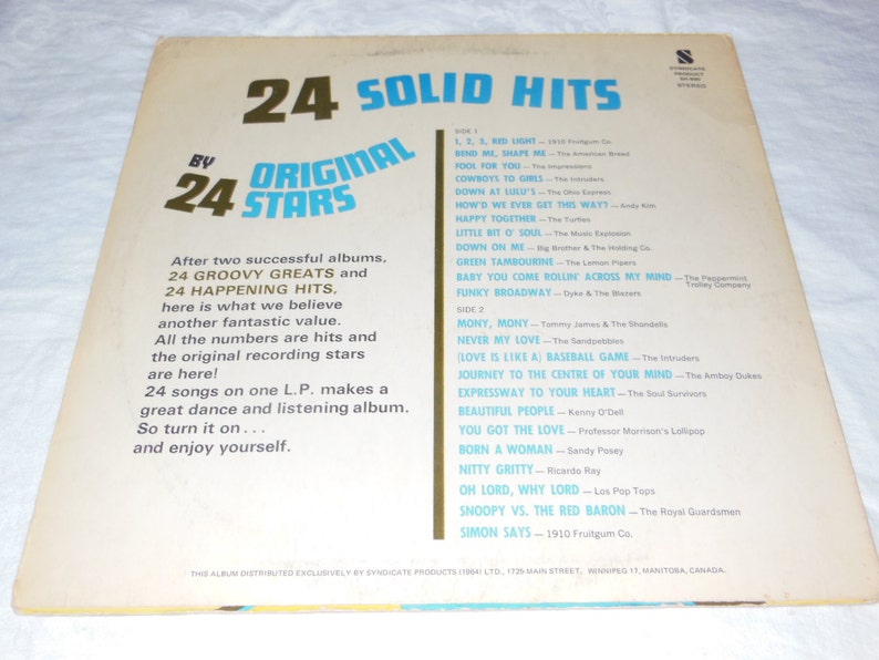 24 Solid Hits by 24 Original Stars 12" Record LP - Etsy Canada
