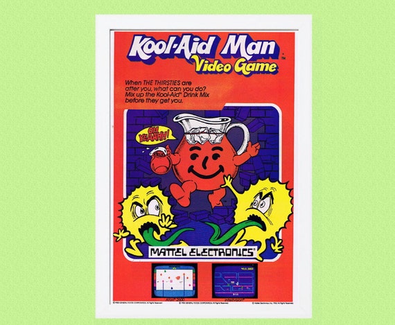 1983 2-sided ATARI STAR Wars/kool-aid Man Video Game Cartridge Ad