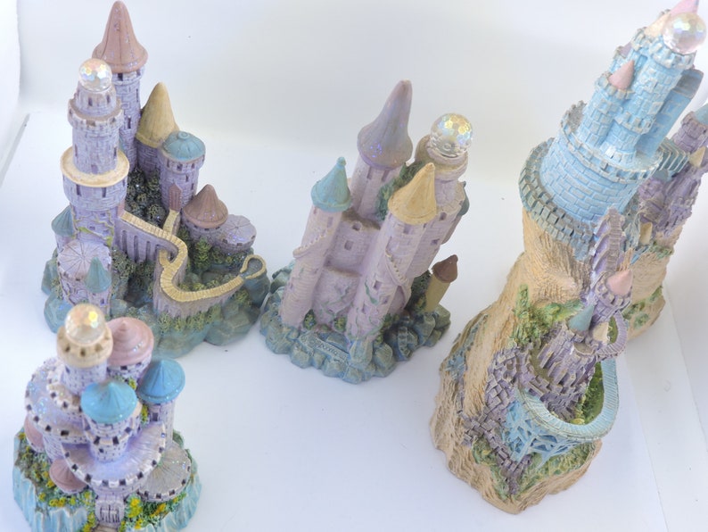 Lot of 4 Spoontiques Resin Castles With Crystal Balls - 1980s Prism ...