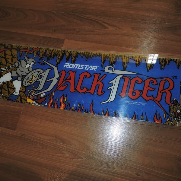 Original 1987 Vintage BLACK TIGER Arcade Video Game Marquee Plexi