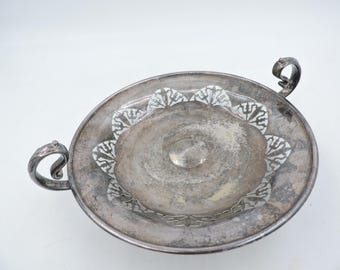Vintage E.P.N.S. Serving Tray W.M. Mounts No. 105/20 Ornate Handled Silver Plated Nickel Silver Tray