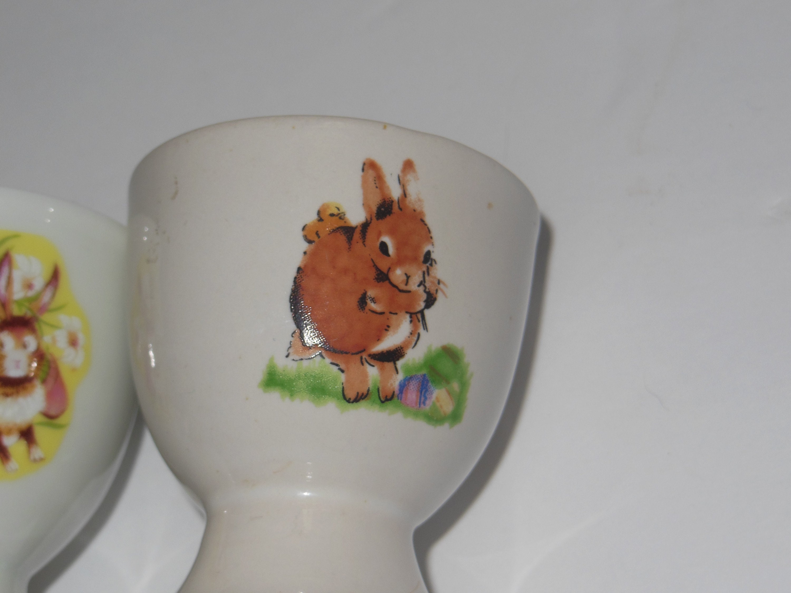 3 Vintage Bunny Rabbit Egg Cups Etsy