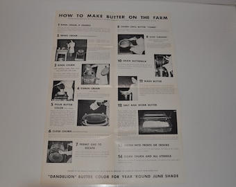 How To Make Butter On The Farm Paper Poster Dandelion Butter Color Advertising