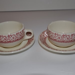 Vintage Restaurant Ware Dunn Bennett Hotel Ware Pascal Hotel Supplies Montreal /Made In England Pink Cup And Saucers