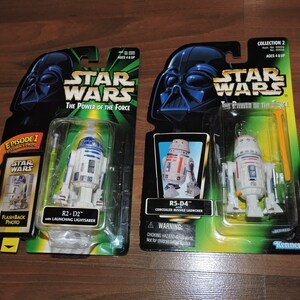 R2-D2 (With Launching Lightsaber) and R5-D5 2x Sealed Star Wars Action Figures 1990s POTF Kenner