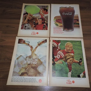 Lot of 4 1960s Authentic Coca Cola Soda Print Advertisements